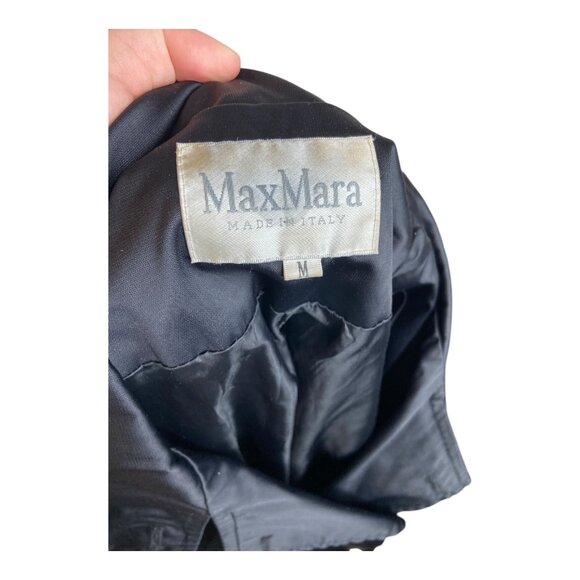 Max Mara medium black rain jacket trench coat flat buttons water resistant - Picture 7 of 9